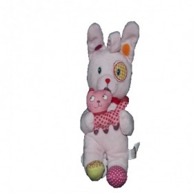 Accueil Nicotoy Doudou Nicotoy Lapin Rose tenant un chat rose Musical