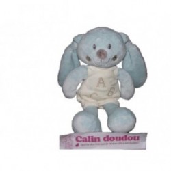 Accueil Pommette Doudou Pommette Lapin Bleu salopette blanc ABC Pantin