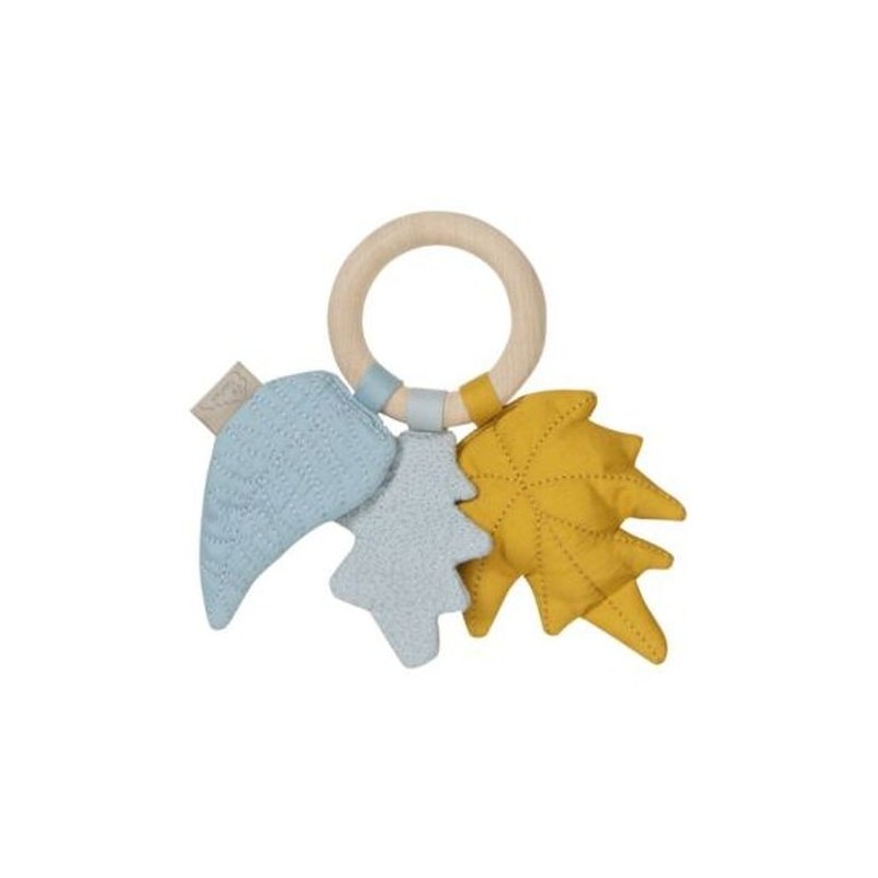 Accueil CAMCAM doudou CamCam Feuille Jaune Mix Moutarde Wood Ring Hochet
