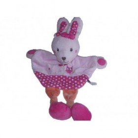 Accueil Tex Doudou Tex Lapin Rose fleur pois plat