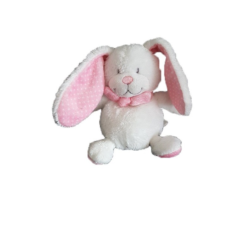 Accueil Tex doudou Tex Lapin Blanc Boule Oreille Rose pois blanc Pantin