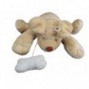 Doudou Jollybaby Chien Beige empreinte collier bleu   Musical