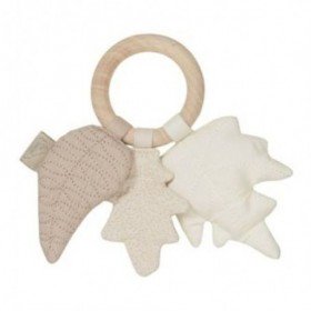 Accueil CAMCAM doudou CamCam Feuille Beige Mix Wood Ring Hochet
