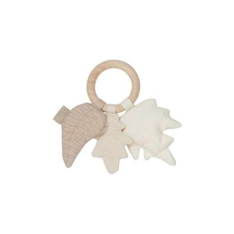 Accueil CAMCAM doudou CamCam Feuille Beige Mix Wood Ring Hochet
