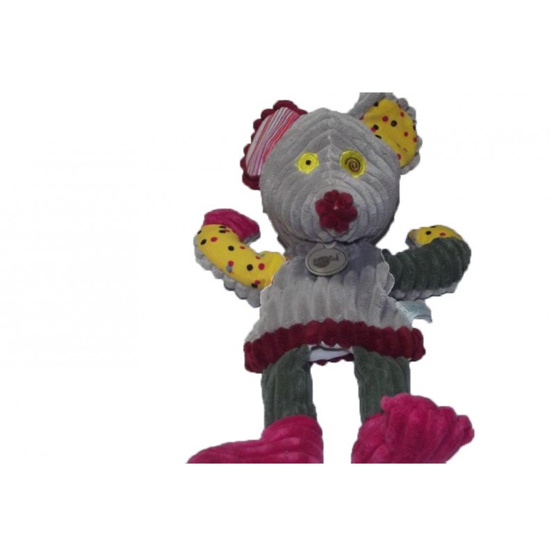 Accueil Babynat doudou Babynat Souris Gris patchwork BN683 Les Coteles Marionnette