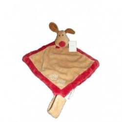 Accueil Z'autres marques Doudou Kikou Chien Beige liseret rouge bordeaux empreinte langue Attache tetine