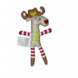 Accueil Z'autres marques Doudou vertbaudet Cerf Marron sapin rayure rouge 16cms Pantin