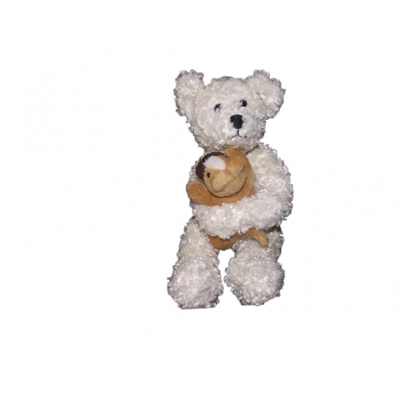 Accueil Z'autres marques Doudou Vertbaudet Chien Blanc bouclette tenant un chien beige Pantin