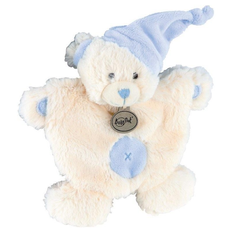 Accueil Babynat doudou Babynat Ours Bleu croix BN782 Les Calins Plat