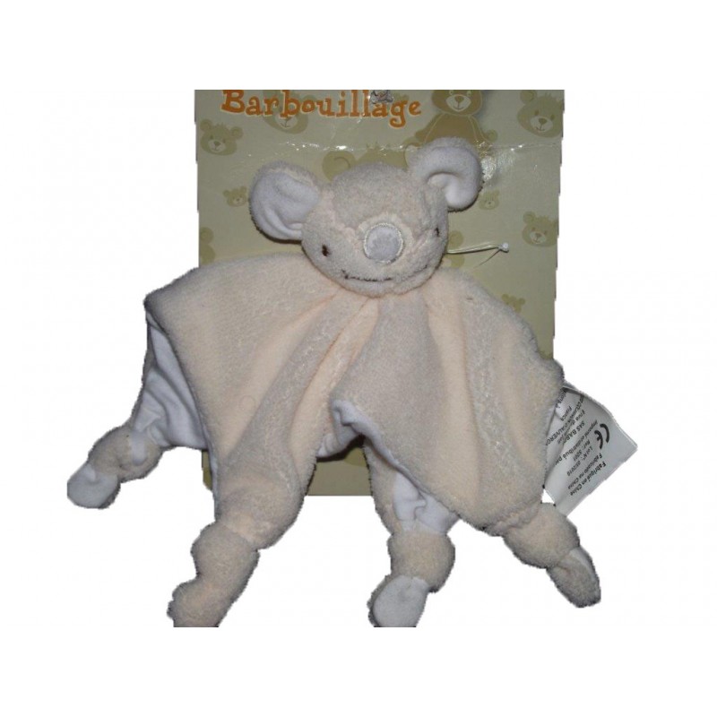 Accueil Z'autres marques Doudou Barbouillage Babou Souris Beige eponge blanc beige 4 nœuds Plat
