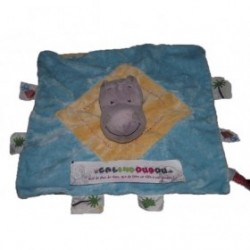 Accueil Z'autres marques Doudou Influx Hippo Bleu etiquette palmier plat