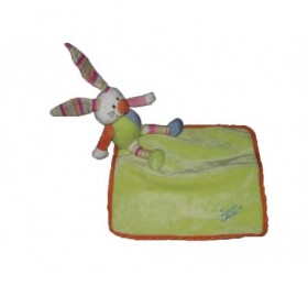 Accueil Z'autres marques Doudou Tiamo Lapin Vert rayure rose sur carre vert Pantin