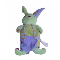 Accueil Z'autres marques Doudou Vertbaudet Lapin Vert salopette violet chapeau etoile Pantin