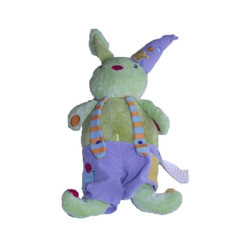 Accueil Z'autres marques Doudou Vertbaudet Lapin Vert salopette violet chapeau etoile Pantin