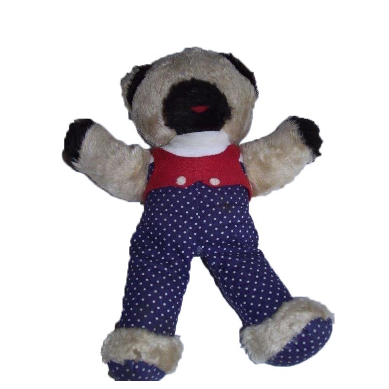 Accueil Z'autres marques Doudou Boulgom Ours Marron pantalon bleu pois 30cms Vintage Pantin