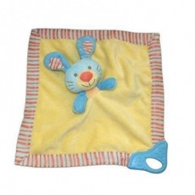 Accueil Z'autres marques Doudou Premaman Lapin Bleu Babygro sur carre jaune dentition Pantin