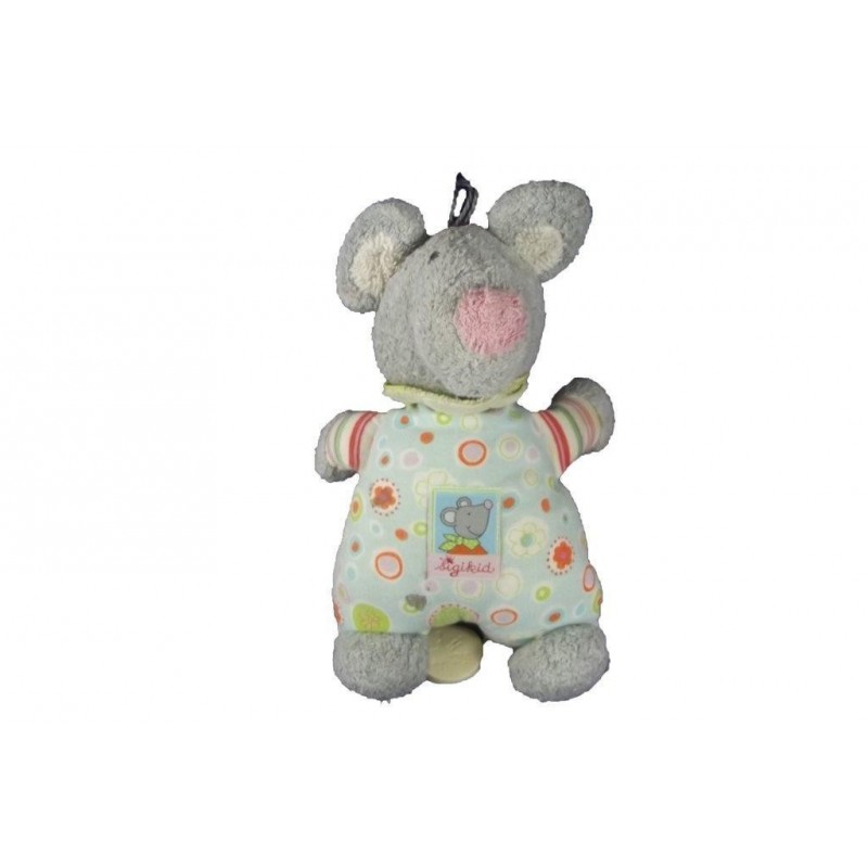 Accueil Z'autres marques Doudou Sigikid Souris Gris foulard vert fleur orange  Musical