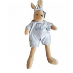 Accueil Z'autres marques Doudou Petits Descamps Lapin Bleu Innoncence Salopette Bleu 30cms Pantin