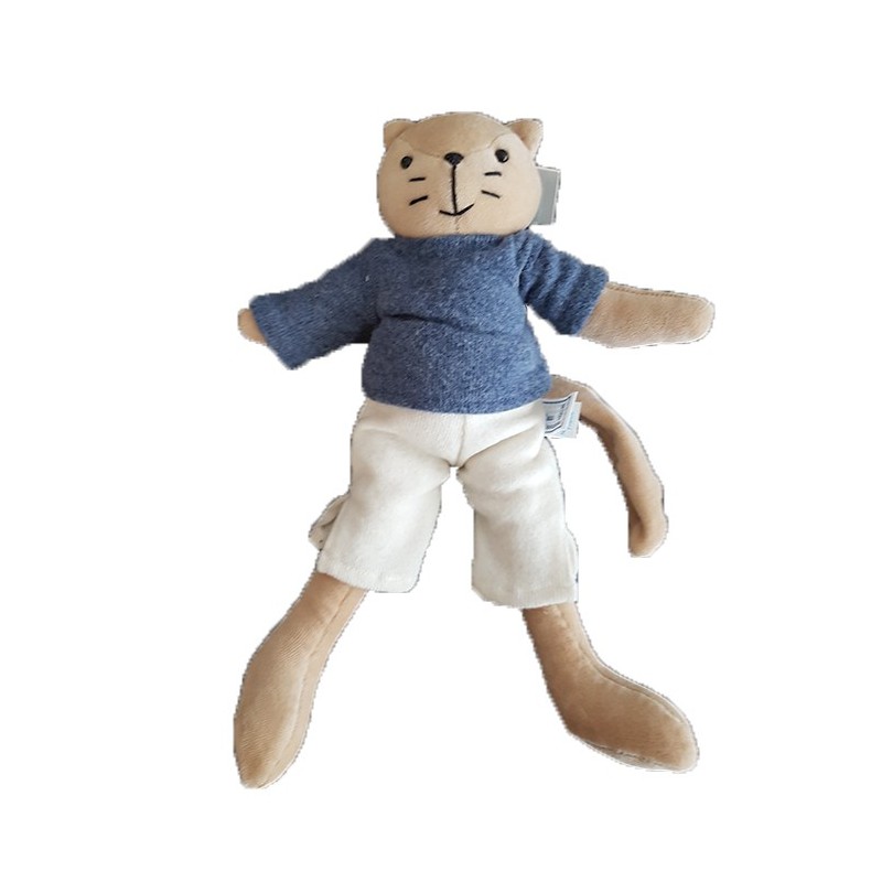 Accueil Z'autres marques Doudou Petits Descamps Chat Bleu Jules Pantalon blanc Pull Bleu 30cms Pantin