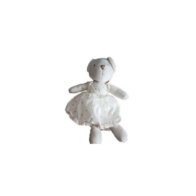 Accueil Z'autres marques Doudou J line ours Gris Robe Blanche Pois marron  Pantin