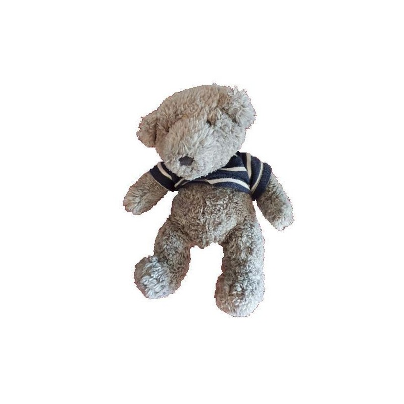 Accueil Z'autres marques Doudou H&M Ours Gris Pull Bleu Rayure Blanc 24cms Pantin