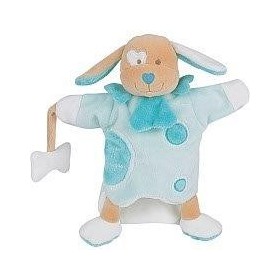 Accueil Doudou et Compagnie Doudou et Compagnie chien marionnette bleu et os