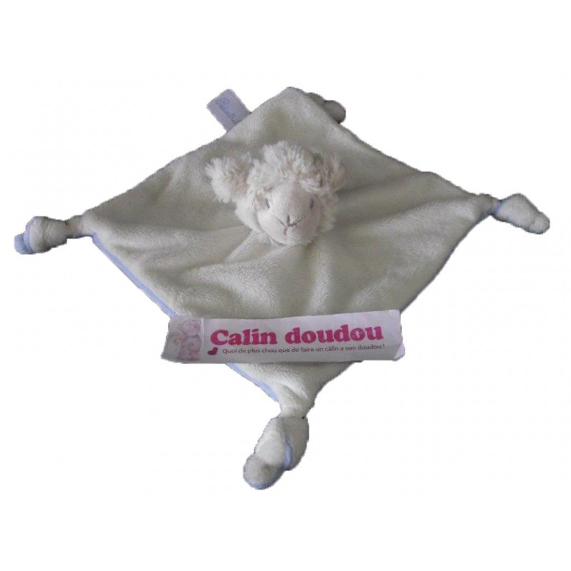 Accueil Z'autres marques Doudou Pediatril Avene mouton plat blanc et bleu 4 nœuds