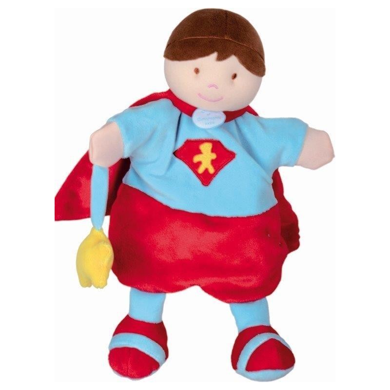 Accueil Doudou et Compagnie Doudou et Compagnie super heros marionnette rouge et bleu DC2354