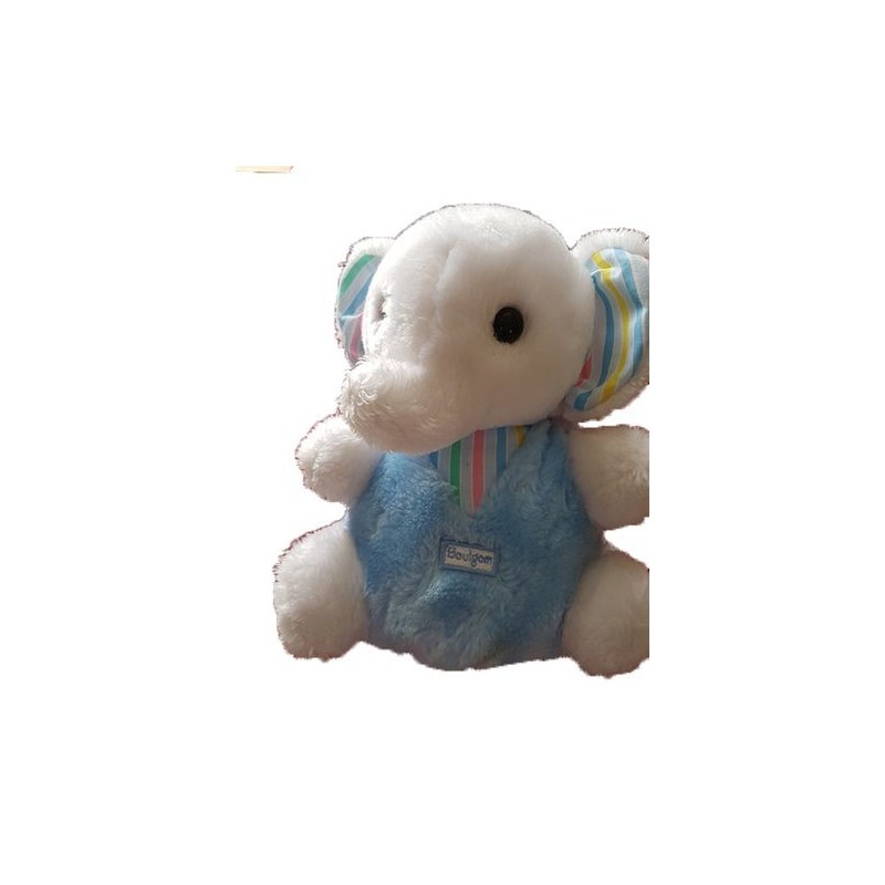 Accueil Z'autres marques Doudou Boulgom Elephant blanc et bleu assis oreille raye