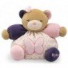 Doudou Kaloo P'tit ourson Petite Rose papillon pois 18cms