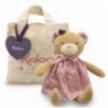 Doudou Kaloo Poupee ours rose avec sac 26cms