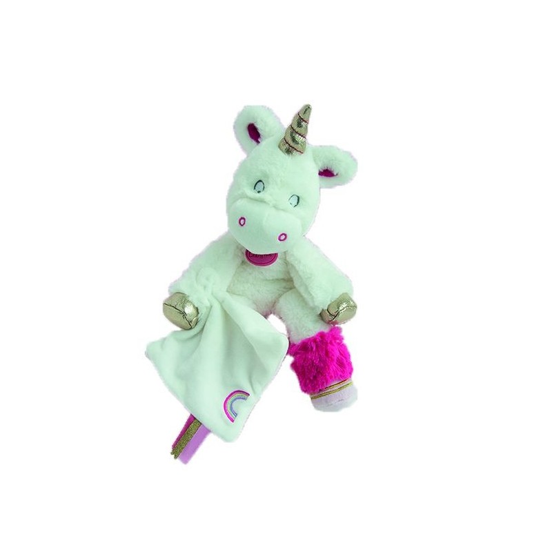 Accueil Babynat doudou Babynat Licorne Blanc Mouchoir Rose Arc En Ciel 30cms BN0321 Licorne Pantin