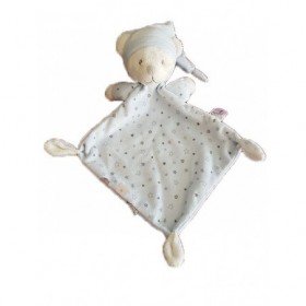 Accueil Nicotoy Doudou Nicotoy Ours Bleu Bonnet Losange Etoiles Grises Plat -