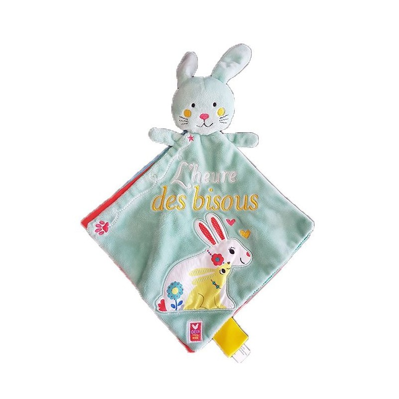 Accueil Z'autres marques Doudou Hachette Lapin Vert Livre l'heure des bisous grelot Plat -