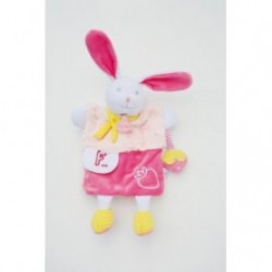 Accueil Babynat doudou Babynat Lapin Rose Blanc BN0282 Lettre F Les Douillettes Marionnette