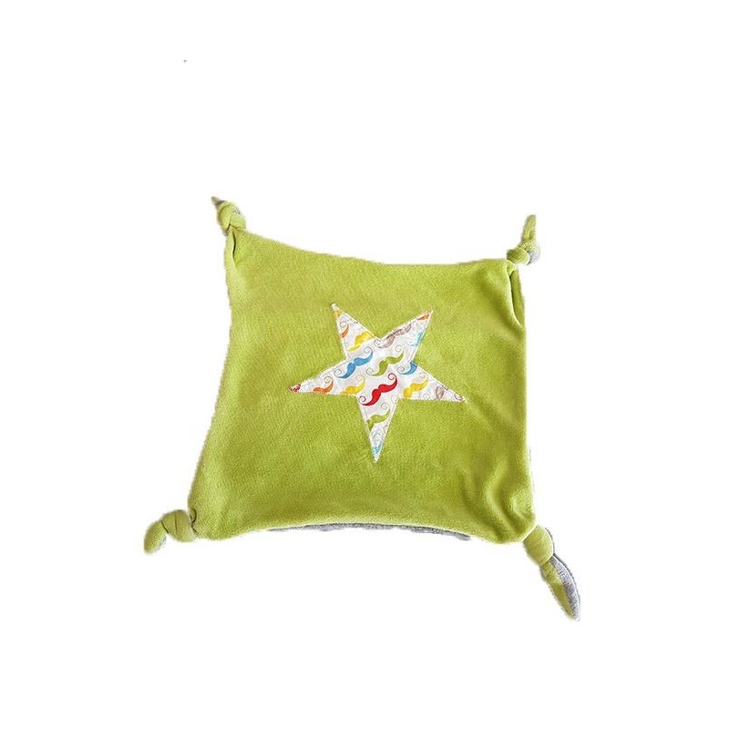 Accueil Z'autres marques Doudou Tiwisti Mouchoir Vert Etoile moustache dos gris 4 nœuds Plat -