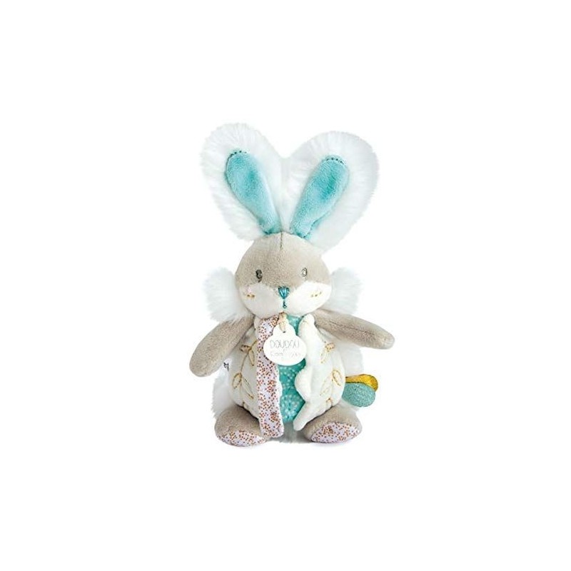 Accueil Doudou et Compagnie Doudou Doudou et compagnie Lapin Bleu Hochet Attache tetine - Lapin de Sucre