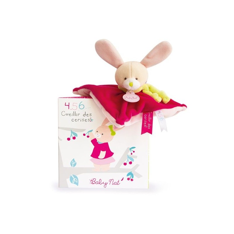 Accueil Babynat doudou Babynat Lapin Rose 4,5,6 Cueillir des Cerises dans mon panier Plat