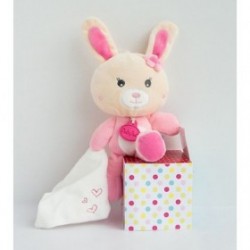 Accueil Babynat doudou Babynat Lapin Rose mouchoir blanc Cœur Kawaii Pantin