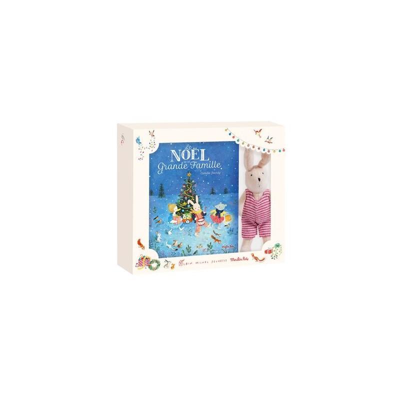 Accueil Moulin Roty Doudou moulin Roty Lapin Rouge Sylvain + Coffret livre Le noel de - La Grande Famille