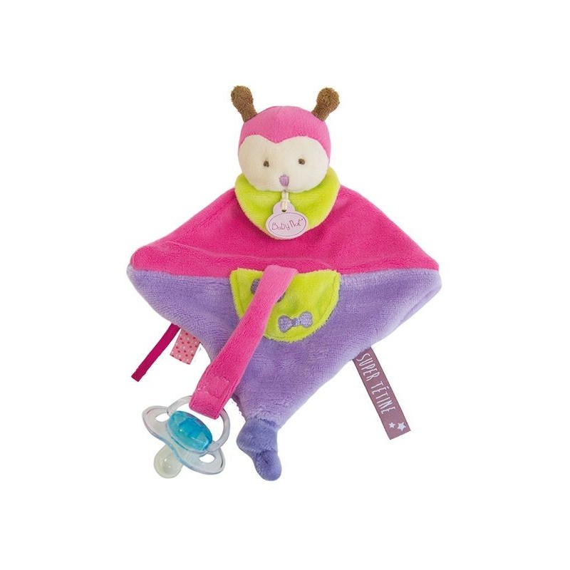 Accueil Babynat doudou Babynat Coccinelle Violet Rose 20cms BN0133 Super Tetine Plat
