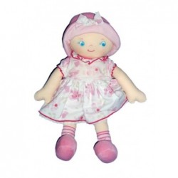 Accueil Corolle doudou Corolle Poupee Rose robe blanche fleur rose chapeau rose Pantin