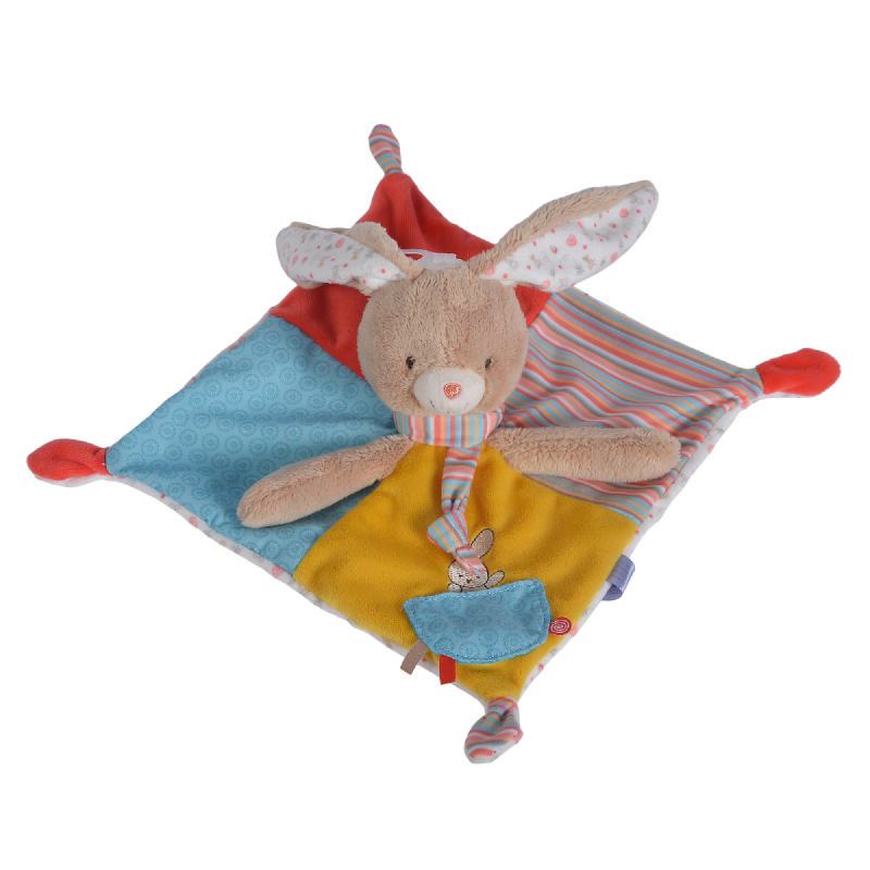 Accueil Nicotoy Doudou Nicotoy Lapin Jaune Carre 30 cm Plat - Twiny