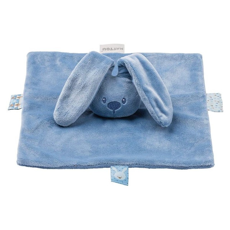 Accueil Nattou Doudou Nattou Lapin Bleu 26 x 26 cm Plat - Lapidou