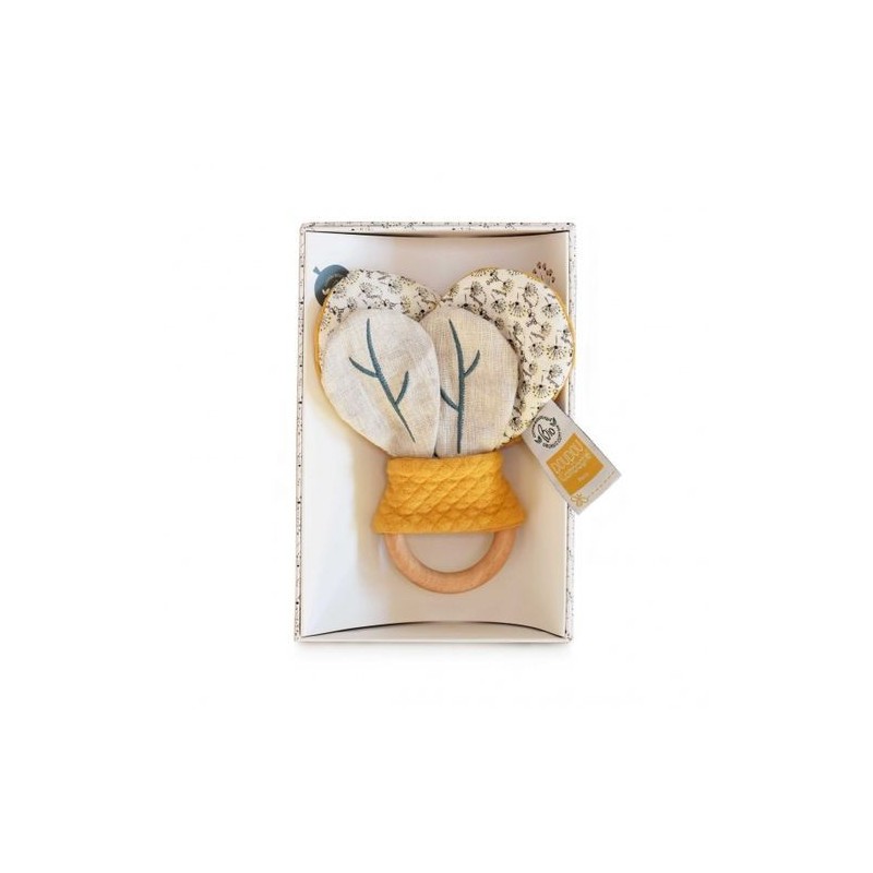 Accueil Doudou et Compagnie Doudou Doudou et Compagnie Fleur Beige Bio Hochet - 16 cm cm Pollen l'abeille