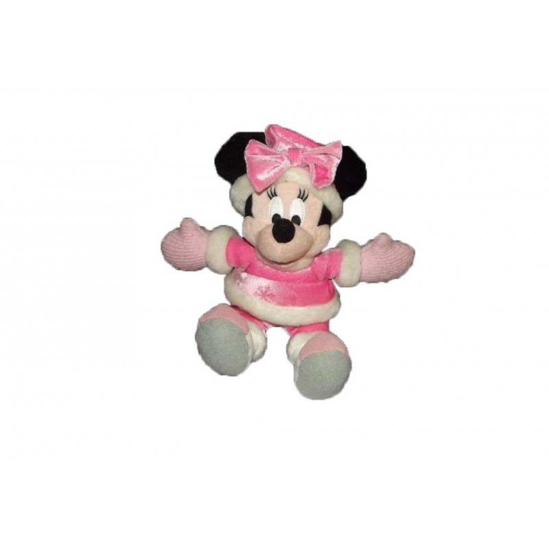 Accueil Disney doudou Disney Personnage Rose disneyland robe et bonnet flocon de neige Minnie Pantin