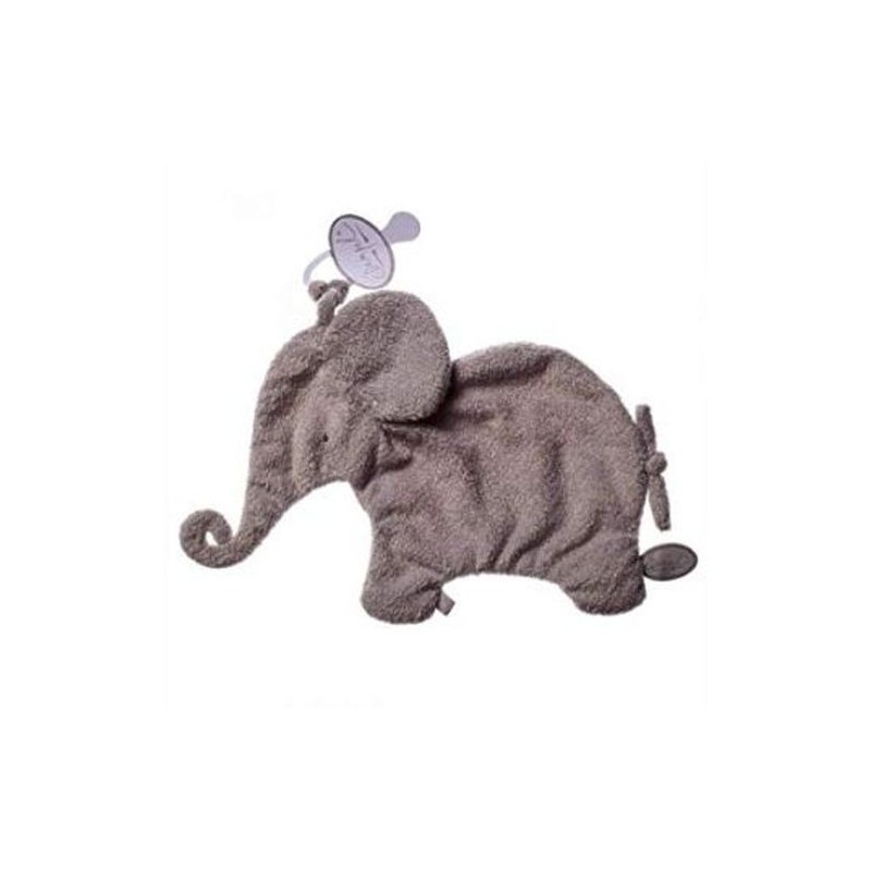 Accueil Dimpel doudou Dimpel Elephant Gris clair Oscar Attache Tetine