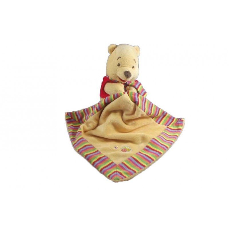 Accueil Disney doudou Disney Personnage Jaune veste rouge mouchoir rayee Winnie l'ourson Pantin